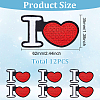 12Pcs Heart with Letter I Pattern Polyester Embroidery Iron on Applique Patch PATC-FG0001-63-2