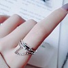Rectangle 925 Sterling Silver Enamel Adjustable Cuff Rings for Women FS-WGEEF9E-01-4