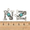 Synthetic Turquoise & Alloy Pendants PALLOY-H146-01AS-N-3