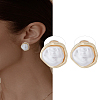 1Pair Baroque Alloy & Imitation Pearl Stud Earrings EJEW-LP0008-014-1