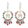 Christmas Themed Handmade Glass Seed Beads Dangle Earrings EJEW-MZ00488-01-3