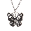 Alloy Enamel Halloween Skull Butterfly Pendant 304 Stainless Steel Cable Chain Necklaces NJEW-JN05446-2