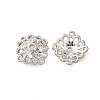 Flower Brass Clear Cubic Zirconia Bead Caps KK-V008-01P-1