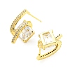 Clear Cubic Zirconia Stud Earrings EJEW-A026-08G-2