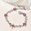 Brass Micro Pave Cubic Zirconia Link Chain Bracelets for Women BJEW-C156-04E-03P-2