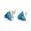 Natural Druzy Quartz Crystal Stud Earring EJEW-F173-E02-S-2