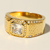 304 Stainless Steel Micro Pave Clear Cubic Zirconia Finger Rings for Men FS-WGB72EF-01-2