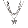 2Pcs Alloy Crystal Rhinestone Butterfly Pendant Necklaces for Women WG05CA5-04-2