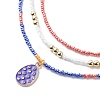 3Pcs 3 Style Glass Seed Imitation Pearl Beaded Necklaces Set NJEW-JN04013-4