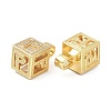 Alphabet Brass Micro Pave Clear Cubic Zirconia Pendants ZIRC-O045-01G-P-3