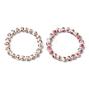 2Pcs Handmade Flower Printed Porcelain Ceramic Beaded Stretch Bracelets BJEW-JB11910-2