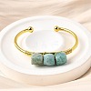 Natural Amazonite Beads Cuff Bangles for Women BJEW-Q035-01G-01-5