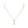 Natural Cultured Freshwater Pearl Rice Pendant Brass Cable Chain Necklaces for Women NJEW-JN06099-2