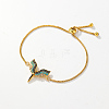 Brass Cubic Zirconia Goddess Wing Link Slider Bracelets for Women FS4700-4