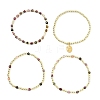 4Pcs 4 Styles Adjustable Natural Tourmalinated Quartz & Synthetic Hematite Bead Bracelets BJEW-JB14151-01-4
