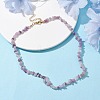 Natural Lepidolite/Purple Mica Stone Chip Beaded Necklace NJEW-JN04616-04-2