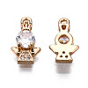 Brass Micro Pave Clear Cubic Zirconia Charms KK-S359-100-RS-2