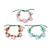 3Pcs Floral Acrylic Beads Braided Bead Bracelets for Women BJEW-MZ00184-4