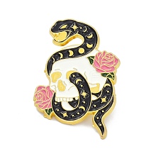 Snake and Flower Alloy Enamel Brooches ENAM-C001-04G