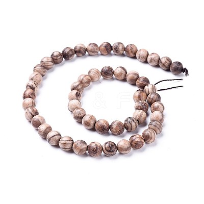 Natural Wood Beads Strands WOOD-F008-06-C-1