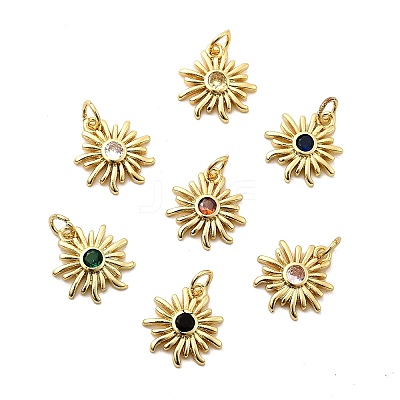 Sun Brass Micro Pave Cubic Zirconia Pendants KK-C134-11G-1