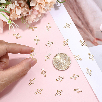 100Pcs Brass Tiny Cross Charms KK-BBC0024-59G-1