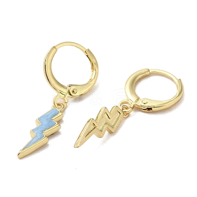Lightning Bolt Golden Brass Dangle Leverback Earrings EJEW-L268-010G-01-1