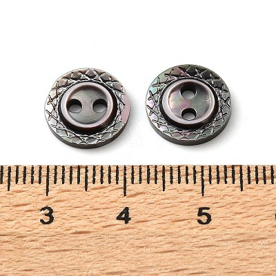Natural Black Lip Shell Flat Round Buttons with Carved Rim LS-SH-CBA18B6-02B-06-1