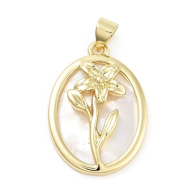 Rack Plating Brass Pave Shell Pendants KK-Z064-28G-02-1