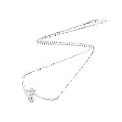 Rhodium Plated 925 Sterling Silver Clear Cubic Zirconia Star Pendant Necklace Making STER-T007-104P-1