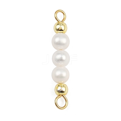 Natural Cultured Freshwater Pearl & Electroplate Non-magnetic Synthetic Hematite Round Beaded Connector Charms PALLOY-JF04364-1