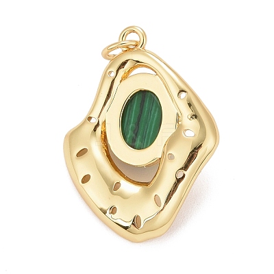 Synthetic Malachite Rack Plating Brass Pendants KK-I689-08G-1
