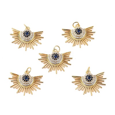 Brass Micro Pave Cubic Zirconia Pendants X-ZIRC-P092-006G-RS-1