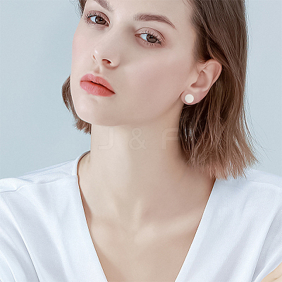 16Pcs 2 Colors Flat Round 304 Stainless Steel Barbell Cartilage Earrings EJEW-BBC0001-63-1