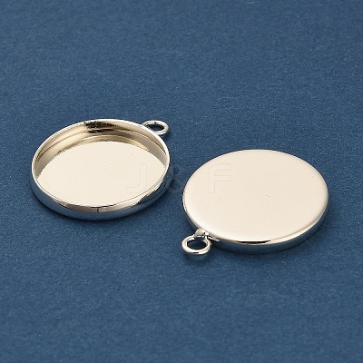 Flat Round Brass Pendant Cabochon Settings X-KK-A276-10S-1