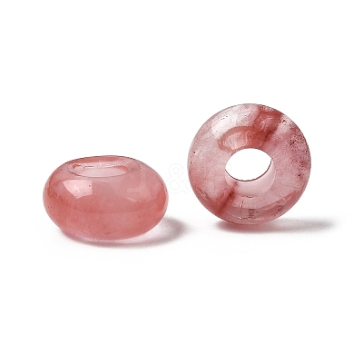 Cherry Quartz Glass European Large Hole Beads G-Q442-17-1