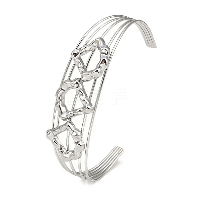 Non-Tarnish 304 Stainless Steel Hollow Open Cuff Bangles BJEW-Q348-03P-02-1
