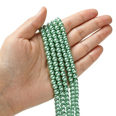 Eco-Friendly Dyed Glass Pearl Beads Strands HY-A008-6mm-RB108-1