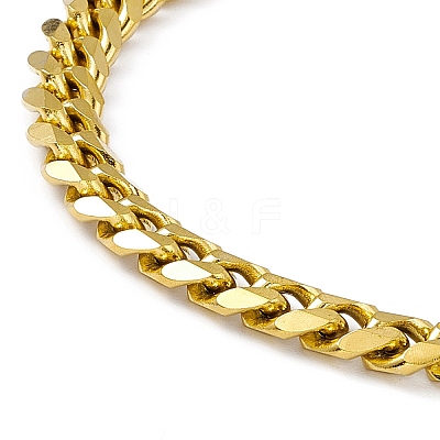 PVD Vacuum Plating 201 Stainless Steel Curb Chain Bracelet with 304 Stainless Steel Clasps for Men Women BJEW-M235-02A-G-1