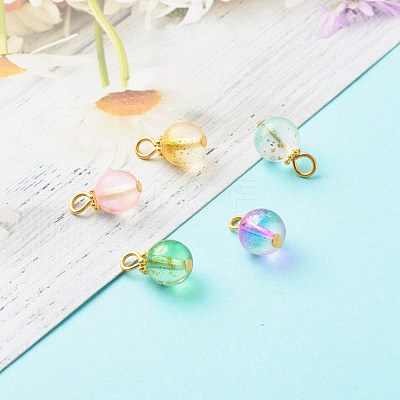Frosted Spray Painted Foil Glass Beads PALLOY-JF00808-1