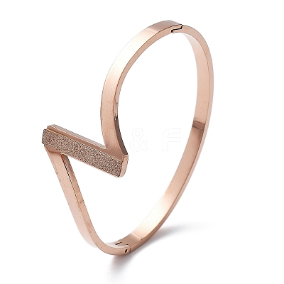 Ion Plating(IP) 304 Stainless Steel Hinged Bangles for Women BJEW-A011-20RG-1
