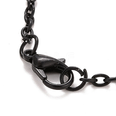 Rectangle with Word I Love You 304 Stainless Steel Pendant Necklace with Alloy Cable Chain for Women LS-NJEW-M192-01B-1