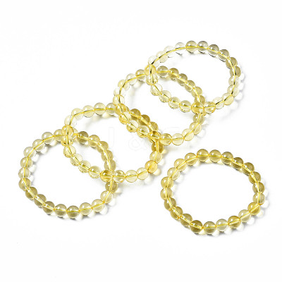 Synthetic Citrine Beaded Stretch Bracelets BJEW-Q692-48B-1