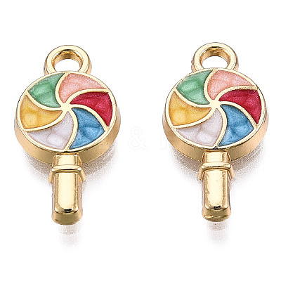Golden Plated Alloy Enamel Pendants X-ENAM-T009-99-RS-1