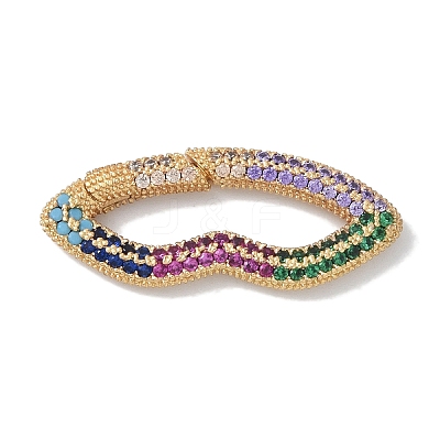 Rack Plating Brass Micro Pave Cubic Zirconia Twister Clasps KK-NH0002-17G-02-1