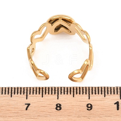 Hollow Heart 304 Stainless Steel Open Cuff Ring Components STAS-F366-08A-G-1