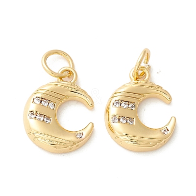 Rack Plating Eco-friendly Brass Micro Pave Clear Cubic Zirconia Charms KK-D072-01G-C-NR-1
