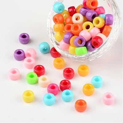 Opaque Acrylic European Large Hole Beads X-PL338-1