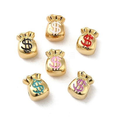 Rack Plating Real 18K Gold Plated Brass Enamel Beads KK-Q795-04G-1