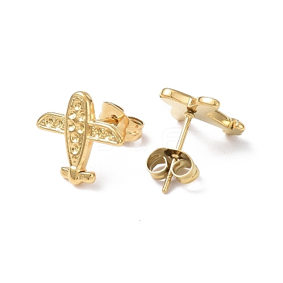 Ion Plating(IP) 304 Stainless Steel Plane Stud Earring Findings EJEW-I285-14G-1